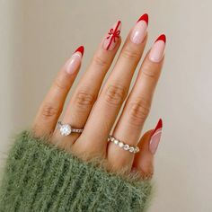 French nails, almond nails, buy, gift nails, nail design, holiday theme , christmas theme, press on nails Future Nails, Red Christmas Nails, Winter Nails Acrylic, Christmas Gel Nails, Christmas Nails Acrylic, White Nail, French Tips