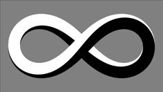 an infinite sign is shown in black and white with the letter o on it's side