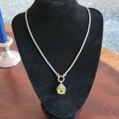 Sterling Silver With 18k Yellow Gold Accents Handmade Necklace With A 6 Carat Lemon Quartz Pear Shaped Pendant. Created By Robert Manse For Bali Designs. Pear Shaped Pendant, Lemon Quartz, Quartz Necklace, Handmade Necklace, Gold Accents, Pear Shaped, Handmade Necklaces, Womens Jewelry Necklace, Pear