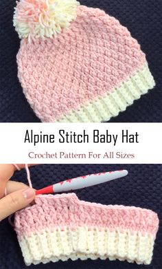 the crochet pattern for an alpine baby hat