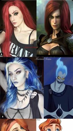 some cartoon characters with different hair colors