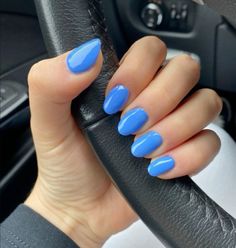 Nail Ideas Acrylic Simple But Cute, No Acrylic Nail Ideas Summer, Fun Solid Color Nails, Beach Nails Vacation Sns, Nails Acrylic Solid, Cute Nails For Florida, Basic Blue Nails Short, Simple Short Nail Designs Summer Blue, Beach Nails Vacation Simple Dip