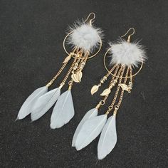 Boho Gypsy White Feather Gold Leaf Dangle Beaded Earrings Super Cute! Brand New Boutique Item! Light Weight (Fashion, Costume Jewelry) Gold Tone Alloy French Wire Closure I Also Have This In Black Measures 5.5" Length New From Distributor, No Actual Tags. Bohemian, Faux, 60s, 70s, Costume Jewelry, Indie, Hippie, Tribal, Dangle, Multicolor, Colorful, Gypsy, Festival Items 20 And Under 3 For $30 Pcbi Dangle Beaded Earrings, 70s Costume, Earring Inspo, Boho Feathers, Retro Ring, White Feather, White Feathers, French Wire, Fashion Costume