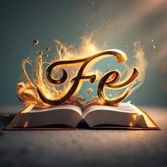 an open book with fire coming out of it and the word f on top of it