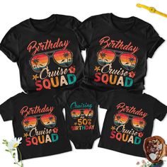 Personalized Cruisin Birthday Shirt, Customized Cruise Birthday Squad Party Matching T-Shirt, Birthday Trip Shirt, Cruise Matching Shirt LS4191 Welcome to my store! I will help you to have a good shopping experience as much as I can. If you have any request please feel free to message me. I will reply as soon as possible. I have listed some information to help you below: HOW TO ORDER? : Choose the color and size you want. If available, enter the customization information in the text box. Click t Summer Birthday T-shirt With Sublimation Print, Black Summer T-shirt For Birthday, 21 Birthday Shirts Ideas, 21 Birthday Shirts, Birthday Trip, Text Box, Bella Canvas Tees, Ribbed Bodysuit, Travel Shirts