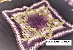 a crocheted square is shown with the words pattern only on it