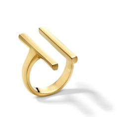 Make a bold statement with a minimalist look when you wear this Soko Double Bar ring. Brass with 24K gold plate This open design features a pair of sleek parallel bars Handcrafted by artisans in Kenya using traditional techniques Metal Bar Rings, Sleek Gold Ring With Polished Finish, Sleek Gold Rings With Polished Finish, Sleek Gold Rings For Formal Occasions, Sleek Gold Open Ring Jewelry, Sleek Gold Ring For Gift, Silversmithing Jewelry, Bar Ring, Stitch Fix Stylist