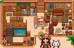 Stardew Basement Ideas, Stardew Valley Living Room Ideas, Stardew Valley Room Ideas, Stardew Valley House Interior, Stardew Ideas, Stardew Farm, Stardew Farms, Stardew Valley Layout, Stardew Valley Tips