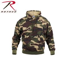 Rothco Men's Pullover Hooded Sweatshirt - Woodland Camo Rothco’s Camo Pullover Hooded Sweatshirt is made of durable 60% cotton and 40% polyester material and a comfortable fleece interior lining for warmth.  Features: The Camo Sweatshirt Is Made With A Durable 60% Cotton And 40% Polyester Material Comfortable Fleece Interior Lining For Warmth Elastic Knit Wrist Cuffs And Waistband For Perfect Fit Rothco’s Hooded Sweatshirt Features A Drawstring Hood And A Large Front Slash Kangaroo Style Double Tanker Boots, Camo And Red, Jungle Boots, Camouflage Outfits, Red Camo, Camouflage Hoodie, Orange Camo, Camo Sweatshirt, Woodland Camo