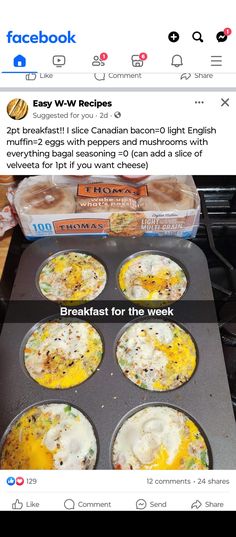 an image of breakfast for the week on facebook