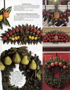 an advertisement for fruit wreaths with apples and pears