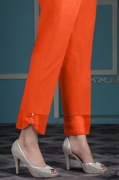 Ladies Trousers Designs, Pantalon Orange, Pant Trouser