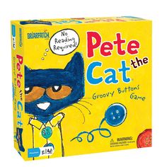 pete the cat grooy button game is shown in front of a yellow box