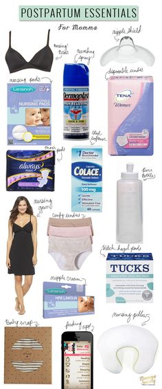 the contents of a woman's postpartum essentials