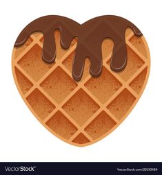 heart shaped waffles with chocolate syrup on top