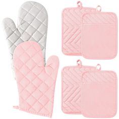 PRICES MAY VARY. Great Value Sets: You will get 4pcs double sided pink potholders (6.9 in * 8.9 in) and two pink oven mitts (7.7 in * 11.8 in). It can meet your daily kitchen needs. Applicable maximum temperature is 280°/ 536°F. Oven Mitts: The oven mitt is twill on one side and silver on the reverse, and the inner layer is made of cotton. These oven mitts have good heat resistance to keep your hands from getting burned. Pocket Pot Holders: One side of the pot holder is twill and the other side Pink Oven, Pink Pot Holders, Safe Kitchen, Oven Mitts And Pot Holders, Bbq Gloves, Oven Mittens, Pink Kitchen, Cooking On The Grill, Kitchen Baking