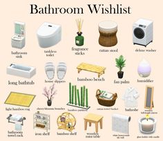 the bathroom wishlist is filled with all kinds of items