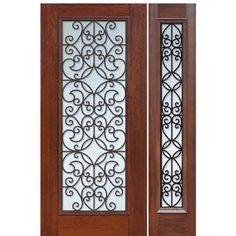 Full Lite Florence Design Fiberglass Entry Door with Sidelite Mahogany Door, Farmhouse Craftsman, Slab Doors, Impact Doors, Fiberglass Exterior Doors, Fiberglass Entry Doors, Walnut Doors, Mahogany Doors, Double Entry Doors