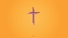 a cross on an orange background