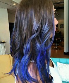 Under Hair Color, Blue Brown Hair, Electric Blue Hair, Two Color Hair, Blue Ombre Hair