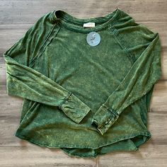 Green And Tan Acid Washed Long Sleeve T-Shirt With Thumb Holes. Exposed Seam Detail On Front And Back. Thumb Holes, Shirt Color, Long Sleeve Shirt, Long Sleeve T Shirt, Sleeve Shirt, Colorful Shirts, Long Sleeve Tshirt, Long Sleeve Tees, Long Sleeve Shirts