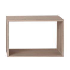 an empty wooden shelf on a white background