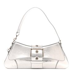 This is an authentic BALENCIAGA Smooth Metallic Calfskin Large Lindsay Shoulder Bag in Silver. This stylish handbag is beautifully crafted of metallic calfskin in silver. The front flap opens to a black fabric interior with zipper and flat pockets. Luxury Rectangular Shoulder Bag With Silver-tone Hardware, Luxury Satchel Shoulder Bag With Silver-tone Hardware, Luxury Shoulder Bag Satchel With Silver-tone Hardware, Luxury Shoulder Bag With Silver-tone Hardware, Luxury Metallic Shoulder Bag For Evening, Designer Silver Leather Shoulder Bag, Luxury Shoulder Bag With Silver-tone Logo Plaque, Luxury Shoulder Bag With Palladium Hardware For Parties, Metallic Top Handle Shoulder Bag For Evening