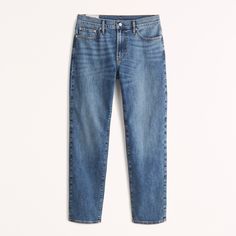 Comfortable jeans that are slim through the hip and thigh, but straight through the leg in our A&F Basic Stretch fabric. Features a medium wash and clean hem. Men's Bottoms, Comfortable Jeans, Mens Straight Jeans, Slim Straight Jeans, Mens Bottom, Straight Jeans, Abercrombie Fitch, Levi Jeans, Stretch Fabric