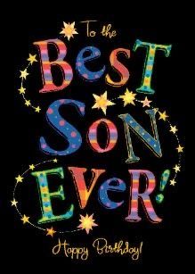 the words best son ever are written in bright colors on a black background with stars