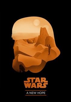 a star wars movie poster with an image of a man in the desert and mountains