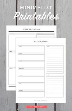 the printable family meal planner is on top of a wooden table