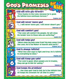 a poster with the words god's promises for kids