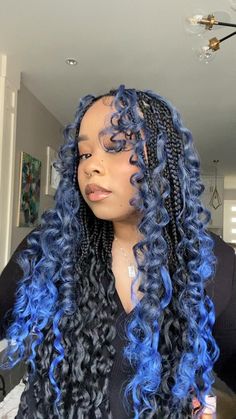 Blue And Black Braids, Black Braids Hairstyles, Braids For Black, Twist Braid, Black Curly