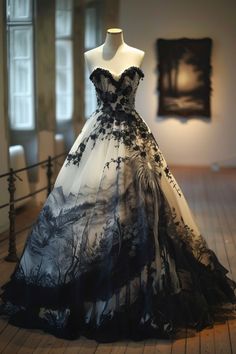 Sewing Prom Dress, Vtuber Inspiration, Alt Wedding Dress, Punk Wedding Dresses, Goth Wedding Dresses, Wedding Dresses White, Alt Wedding, High Fashion Dresses, Goth Wedding