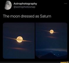 the moon dressed as saturn is shown in two different pictures