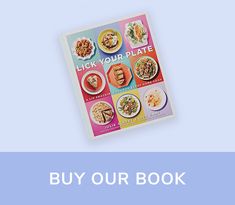 a book with the words, buy our plate on it and an image of food