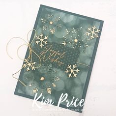 a close up of a card with snowflakes on it