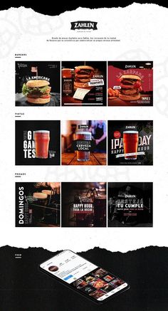 an image of a website page with food and drink items on the front, and in the back