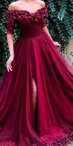 Gaun Tulle, Burgundy Prom, Burgundy Prom Dress, Dress Tulle, Grad Dresses, Beauty Dress, Tulle Prom Dress