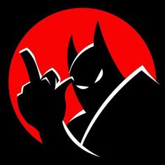 the batman logo is shown in front of a red and black background with an orange circle