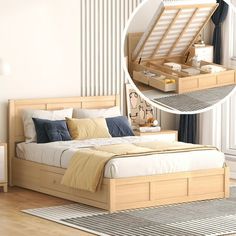 a bedroom with a bed, dresser and window