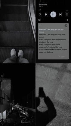 an escalator with someone's shadow on it and the text, maybe it's time to hear your story