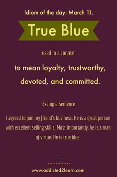 a poster with the words true blue on it