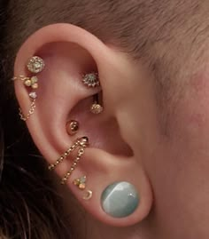 a person with ear piercings on their ears