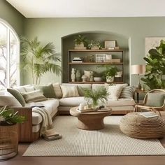 Revitalize Your Space: Modern Green Living Room Designs 2024 – Expert Tips for Small Spaces, Fireplaces, and Green Sofas Modern Green Living Room, Living Room Sofa Design, Green Sofa, Boho Living Room, Living Room Inspo