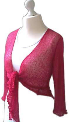 Pink Fall Shrug, Red V-neck Summer Outerwear, Red V-neck Cardigan For Spring, Red V-neck Spring Cardigan, Red V-neck Summer Cardigan, Spring Long Sleeve Shrug One Size, Pink One Size Cardigan For Layering, Pink Long Sleeve Shrug For Spring, Pink Open Front Sweater For Layering