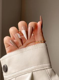 Brown Nail Art, Brown Nail, Brown Nails Design, Lavender Nails, Nude Nail Designs, Fall Acrylic Nails, Fall Nail Colors, Neutral Nails, Brown Nails