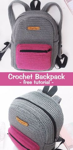 crochet back pack free pattern and instructions to make it look like a backpack