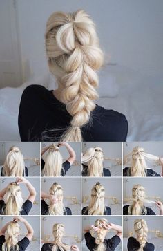 Tutorial de chica con una trenza francesa Sanggul Modern, Pull Through Braid, Penteado Cabelo Curto, Braided Hairstyles Easy, Shoulder Length Hair, Bridesmaid Hair, Up Hairstyles, Pretty Hairstyles, Fall Hair