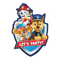 the paw patrol logo with two dogs on it's back and an orange fireman in